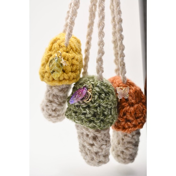 Crochet Mushy Lighter Holder 100% Recycled Handmade Keychain Necklace - Picture 7 of 8